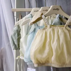 蝴蝶結綁帶雪紡泡泡背心