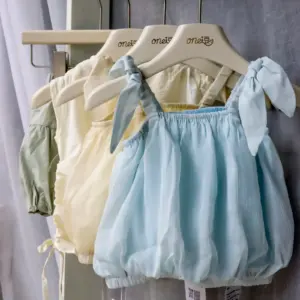 蝴蝶結綁帶雪紡泡泡背心